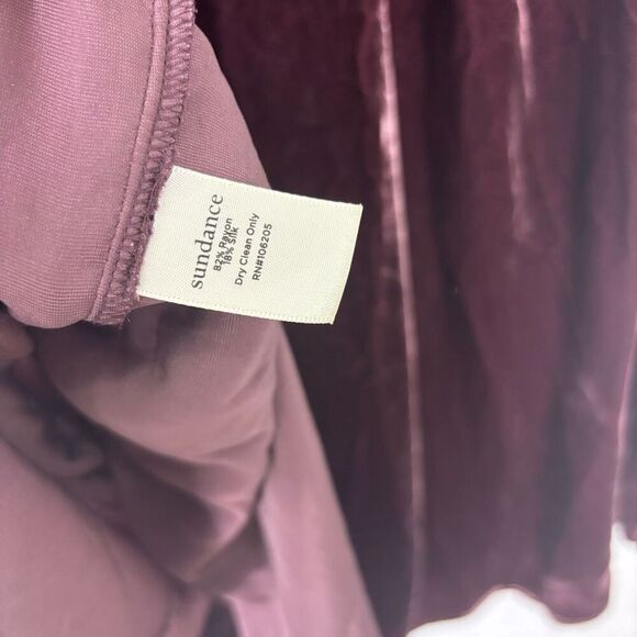 Sundance Women's Maroon Velvet Button Down Front Short Sleeve Top Size Small - Picture 6 of 6